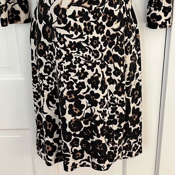 Diane Von Furstenburg 100% Silk Black Tan Cream Floral Wrap Dress Iconic 70’s - Picture 6 of 16